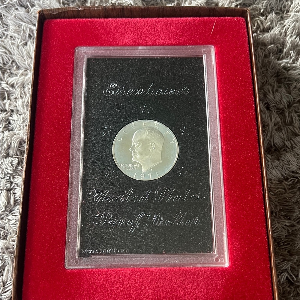 Eisenhower Silver Dollar Coin in Display Case